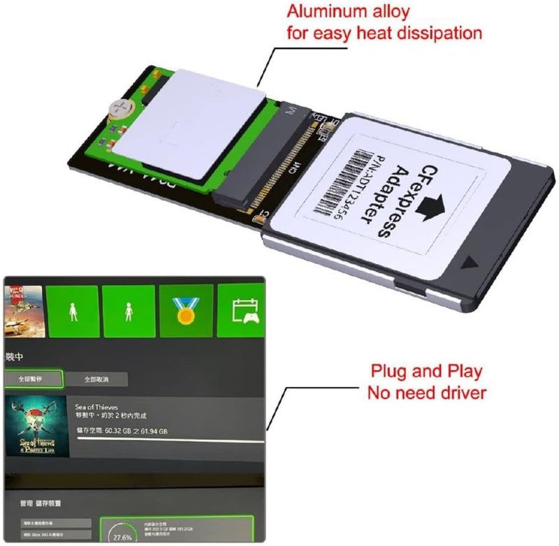 Cablecc Type-B CF-Express to NVMe 2230 M.2 M-Key CH SN530 SSD Adapter CFE for Xbox Series X&S PCIe4.0 Expansion Memory Card - Image 5